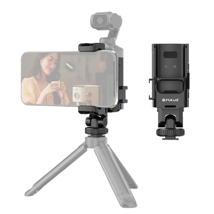 PULUZ DJI OSMO Pocket 3 Protective Frame Expansion Phone Clamp, Compatible with Tripod Pole (Black)