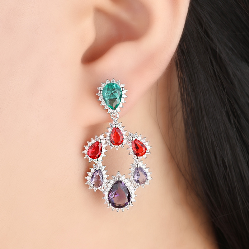 【Top Picks】Earrings Women's South American Style Raindrop Zircon Earrings Simple Temperament Diamond Earrings Direct Selling