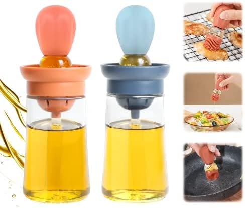 2 in 1 Silicone Glass Olive Oil Dispenser Bottle With Brush