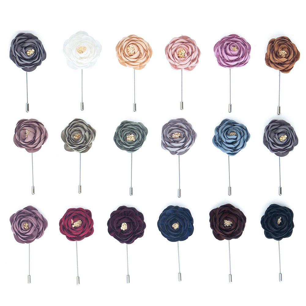 Multi-color High Quality Mens Accessories Rose Flower Suit Accessories Handmade Flower Brooch Boutonniere Brooches Lapel Pin
