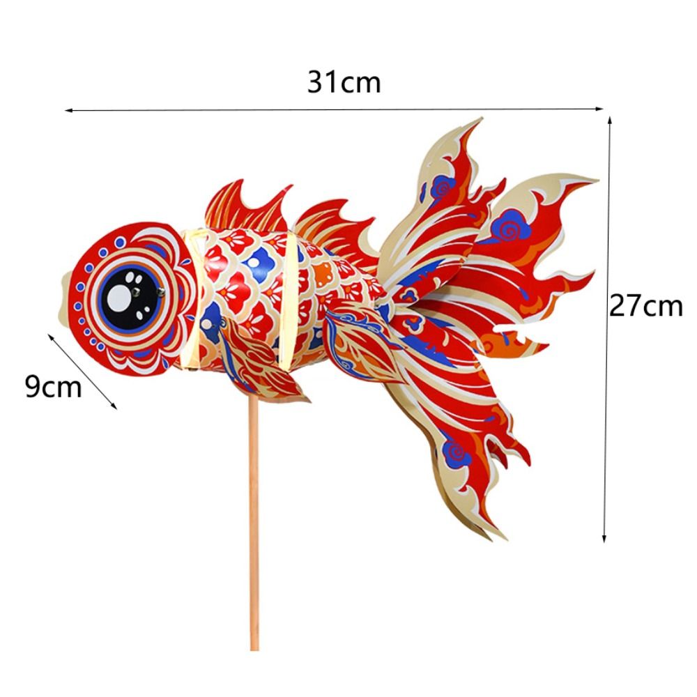 Handmade Paper Mid-Autumn Kois Lantern Chinese Retro Style Glowing Goldfish Lantern DIY Handheld Fish Lantern Home
