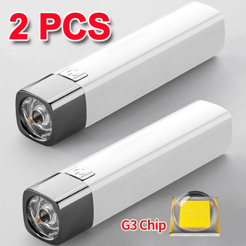 2025 Mini Portable Super Bright LED Flashlight Household Long Range Outdoor Waterproof Lighting Strong Light Small White Flash Light