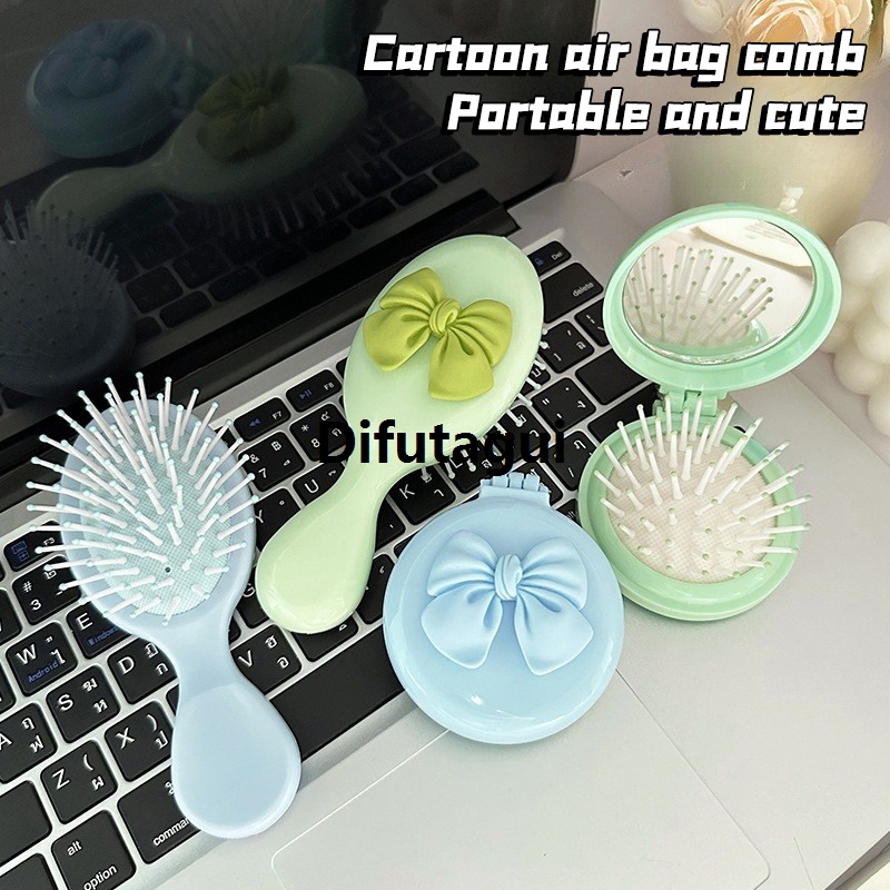 Difutagui Gift Styling Comb Hairbrush Portable Travel Foldable Hair Comb Affordable Mirror with [ ] Mini Comb Massage Ladies Girls Boeknot Tools