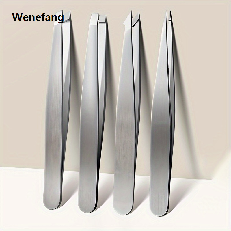 Wenefang Professional Tweezers Set 2/4pcs Silvery Perfect For Eyebrow Hair Removal, Splinter Ingrown Hair Removal For Men Women