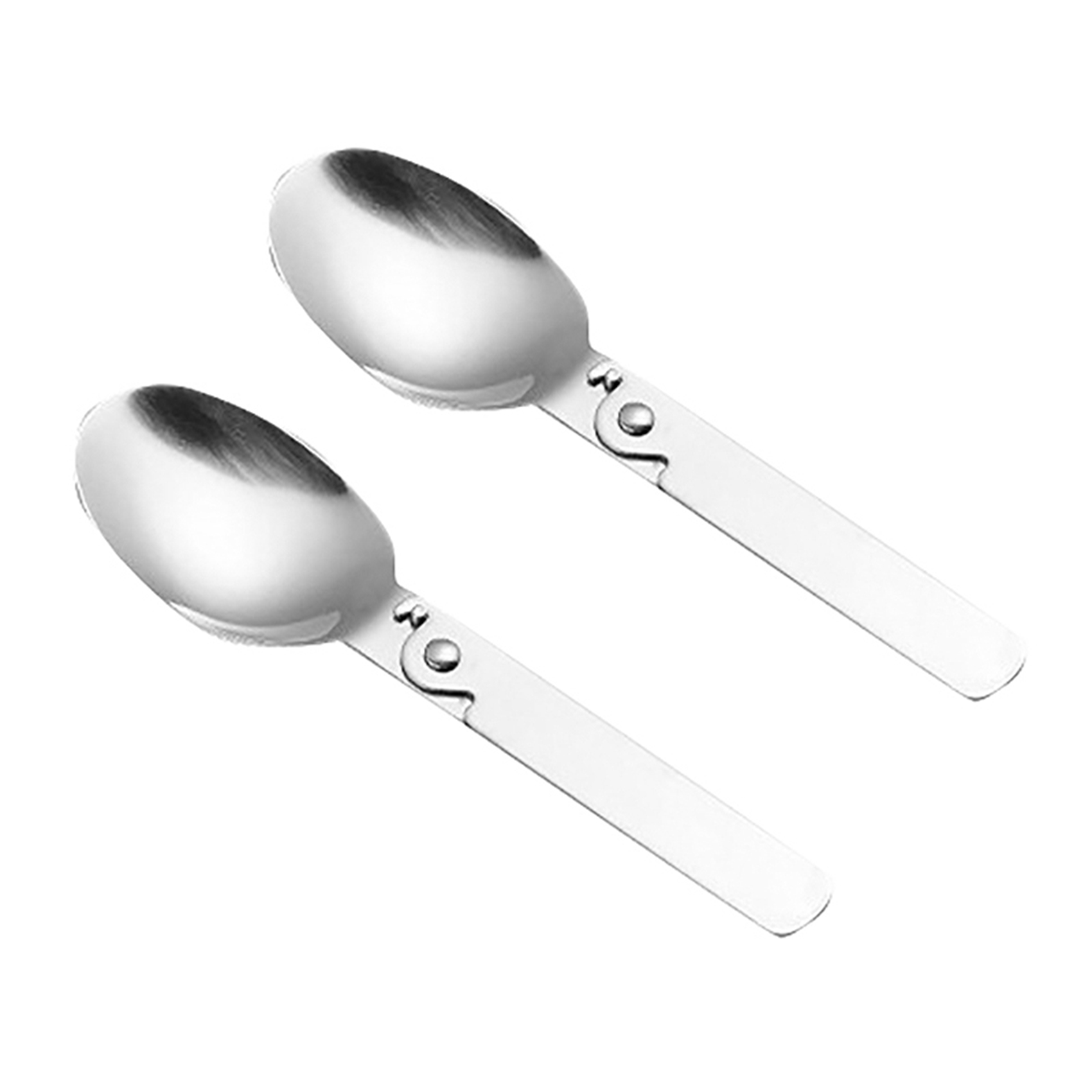 ARELENE 2X Folding Small Spoon Folding Tablespoon Portable Tableware Outdoor Camping Tableware Stainless Steel