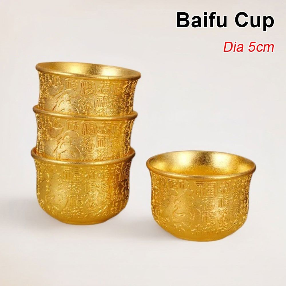 1Pcs New Wealth Attracting Alloy Cornucopia 5cm Small Mini Baifu Rice Cylinder Surface Polished Auspicious Baifu Cup Home Decoration Accessories