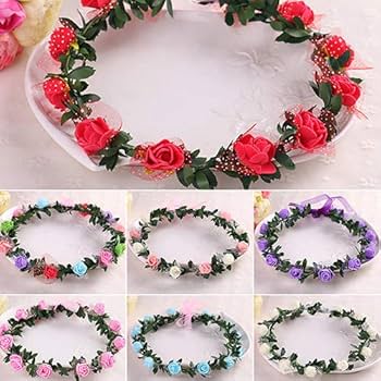 Ichhya Store Pink White Floral Flower Hair Wreath