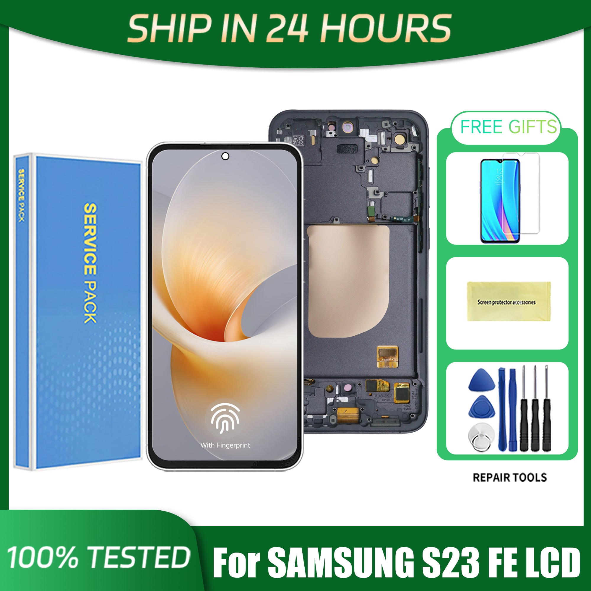 HOT 6.4| AMOLED For Samsung S23 FE LCD S711B S7110 S711U Display Touch Screen Assembly For Samsung S23FE S711 LCD Frame