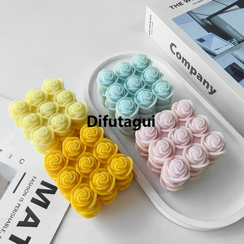 Difutagui 2025 NEW Gift Valentine's Day Mold Crafts Resin Gypsum Cube Geometry 2025 New DIY Mold Silicone Rose Love > Special 3D Candle Aromatherapy Casting