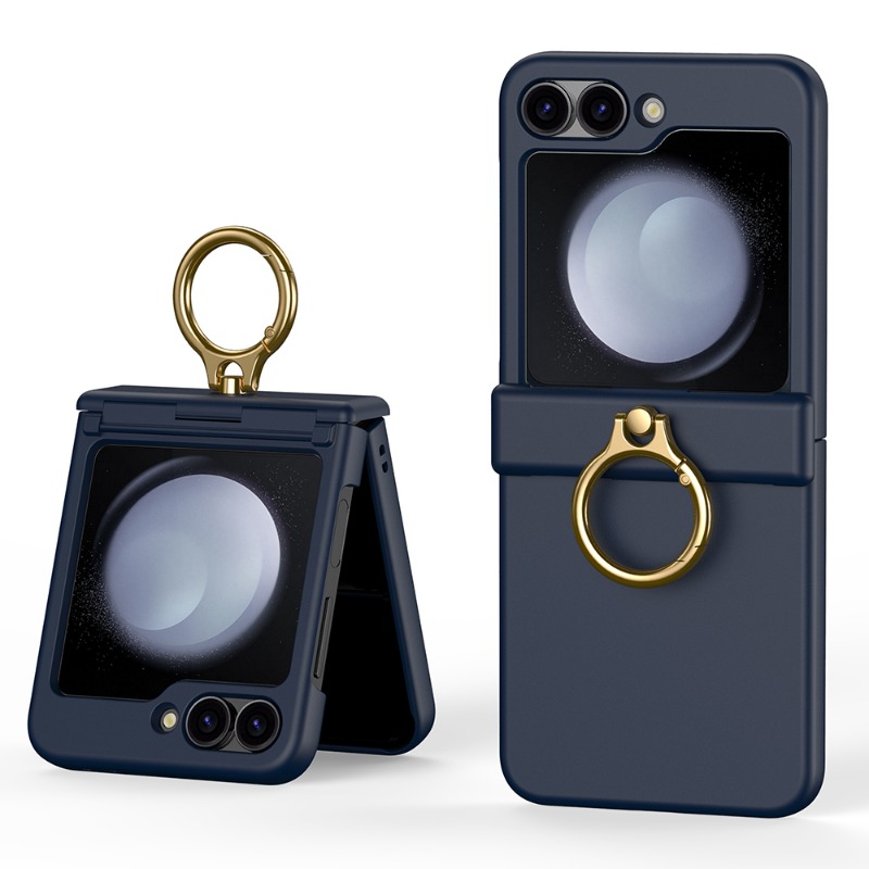 Linman HODON Ring Holder Hinge Flip Phone Case For Samsung Galaxy Z Flip 6 5 Special 4 3 Flip5 Flip4 Flip3 Cases Skin Feel Shockproof Protection Back Cover