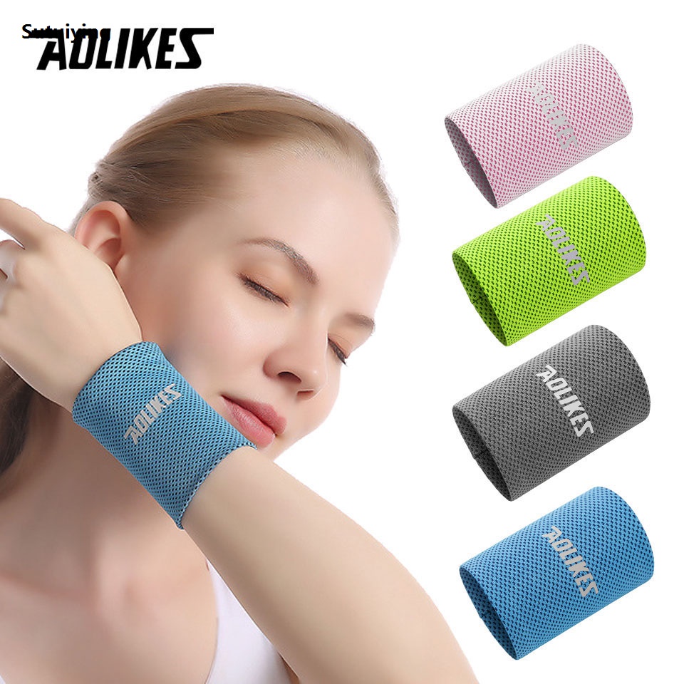 Sutuiying AOLIKES 1PC Cool Feeling Wrist Guard With Elastic Weaving Fitness Luxury Running Cycling Daily Exercise Comfortable and Sweat Absorbing