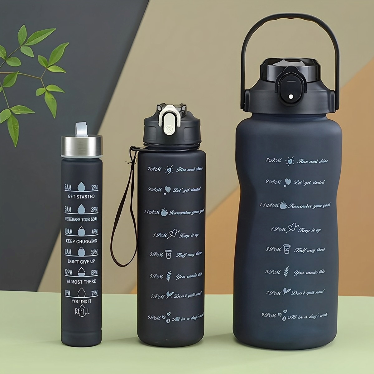3pcs/Set Sports Large Capacity Water Bottle For Hiking Camping Cup ( 2000ml-900ml-280ml)