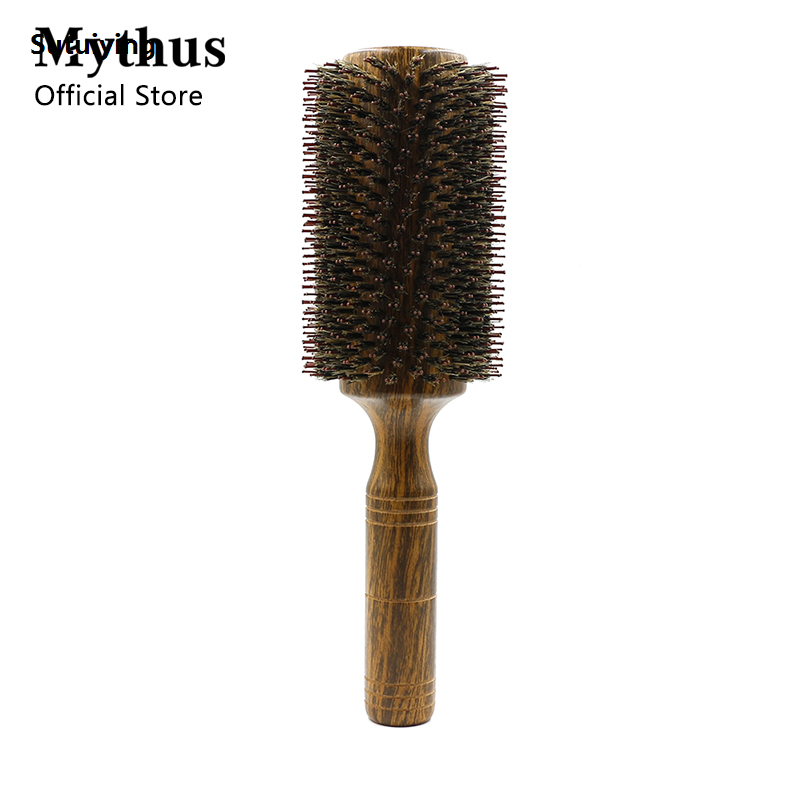 Sutuiying Professional Boar Bristle Round Hair Brush for Women and Men Hair Styling Comb Salon Hairdressing Hairdresser Wood Round Brush