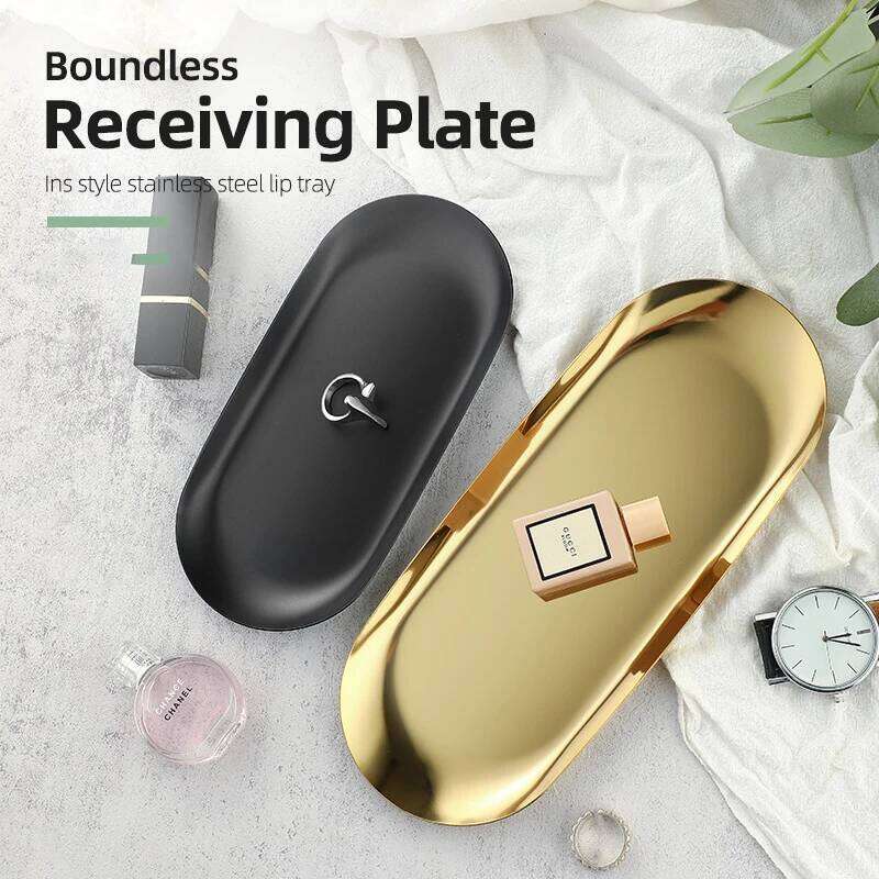 Manufacturers Directly Supply Ins High Appearance Level Stainless Steel Jewelry Cosmetics Metal Plate Oval Tray Wholesale