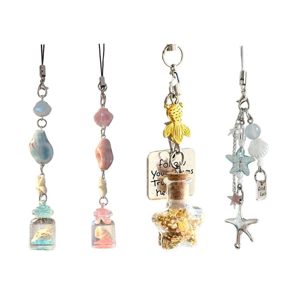 Kawaii Transparent Drifting Bottle Hanging Cute Design Cherry Blossom Wishing Bottle Hanging Sakura Pattern Phone Chain Key Ornament