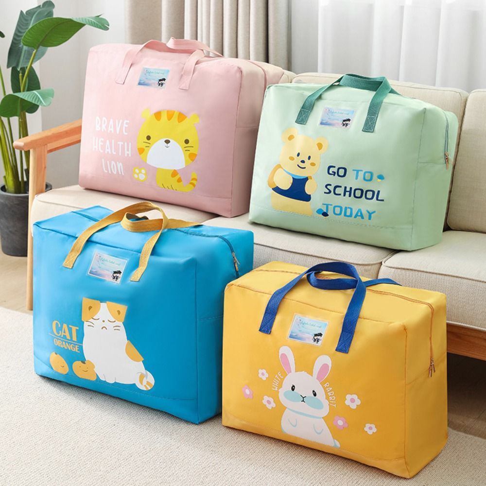 Cute Simple Quilt Storage Bag Oxford Cloth Cartoon Closet Organizer Zip Lock Clutter Storage Bag Travel