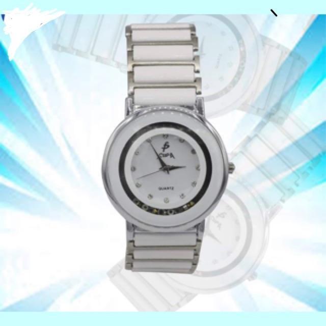 Supa White Ceramics Round Fancy Watch For Girls