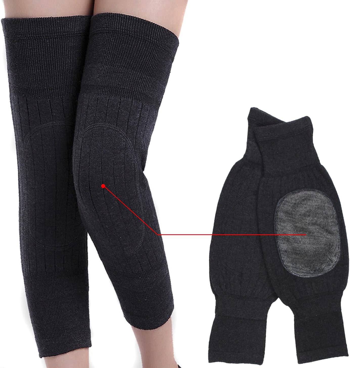 Winter Wool Knee Brace Pads | Warm Elastic Knee Sleeves for Pain Relief & Support | Unisex Compression Knee Warmers (1 Pair)