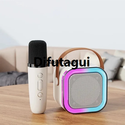 A microphone includes a compatible bluetooth light LEDRGB with cara portable K12 mini OK microphone and speaker, speaker microphone (