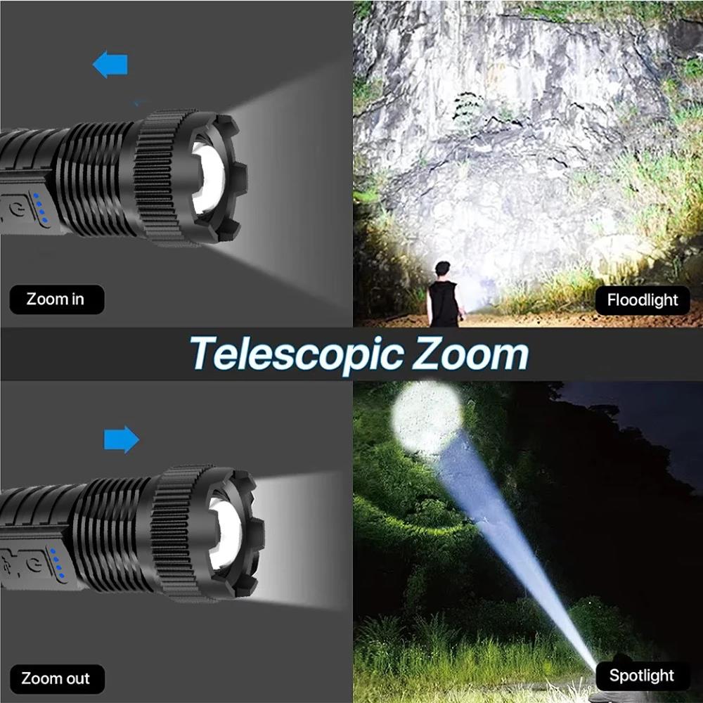 Bargain price High Power Led Flashlight Portable Rechargeable Led Lamp Telescopic Zoom Torch Light Camping Hand Lantern