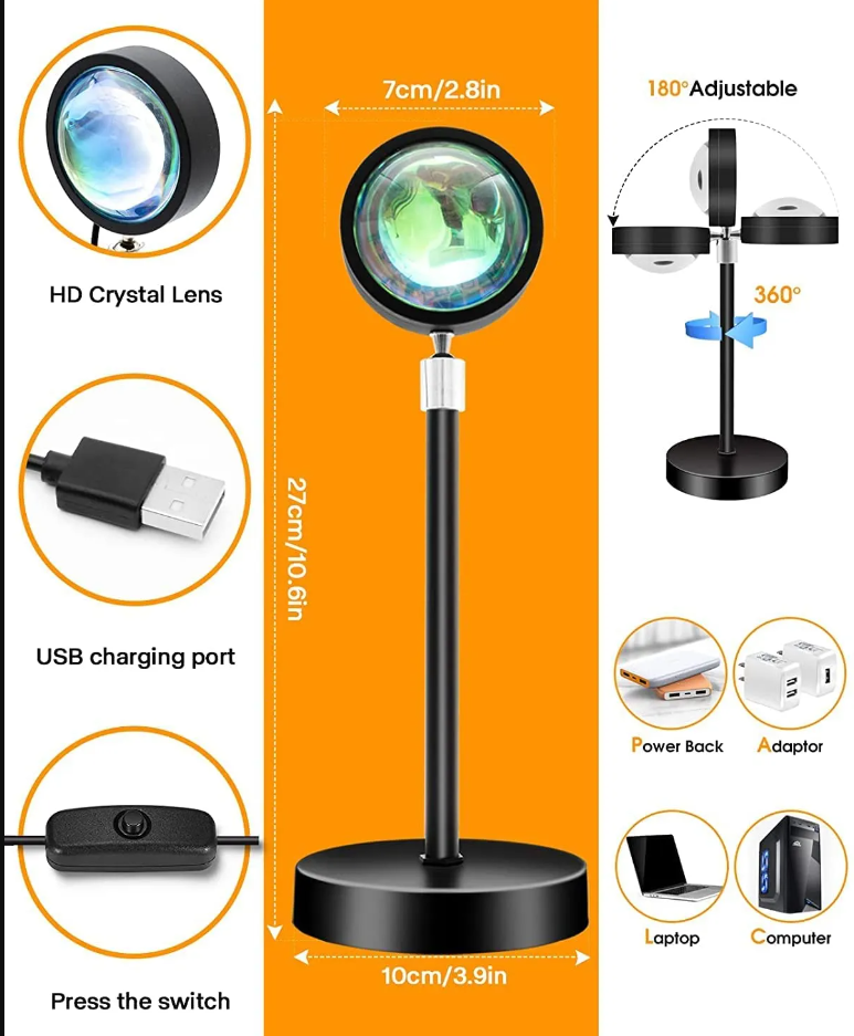 Sunset Lamp 16 Colors Rainbow Sunset Projection Lamp With Remote