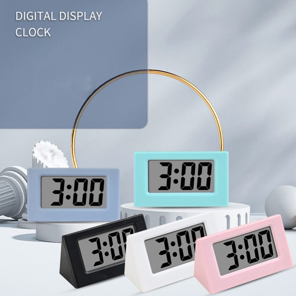Creative Simple LED Digital Clock Mute Time Display Mini Triangle Clock Cute Desk Electronic Clock Car