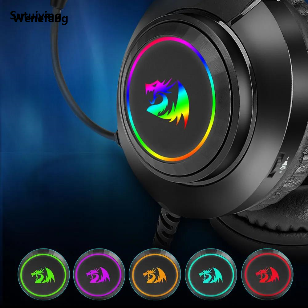 Wenefang Sutuiying REDRAGON HYLAS H260 RGB Gaming Headphone,3.5mm Surround Sound Portable Computer New PC Headset Earphones Microphone for PS4 Switch Xbox-one