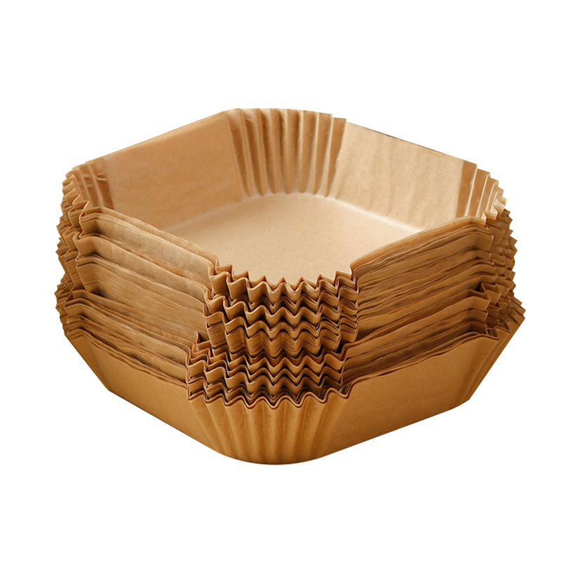 Sptrry100pcs Square Air Fryer Paper Pad Oil-Proof Paper Liners for Baking and Cooking 17x17x4.5cm