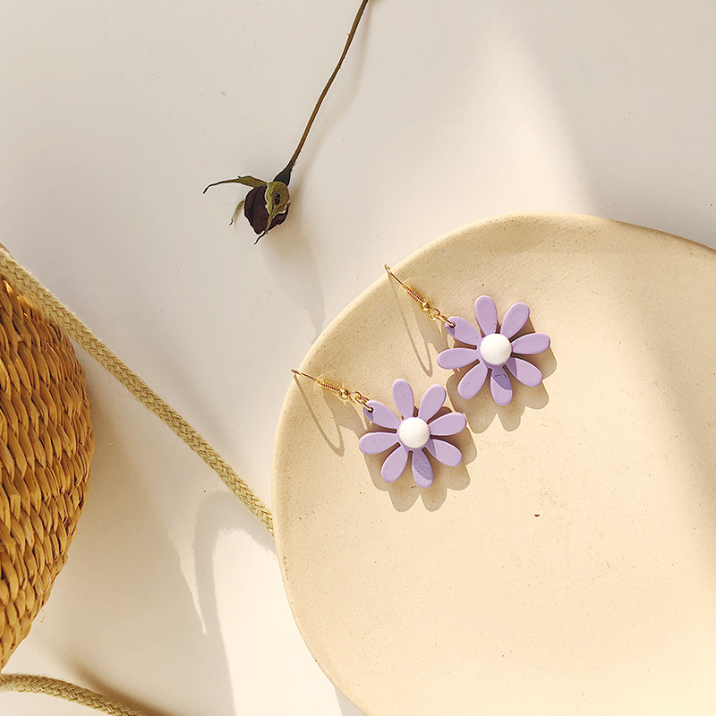 【Happy LifeStore】Fashion Cute Summer Personality Daisy Flower Drop Multicolor Floral Dangle Earring for Wo Jewelry
