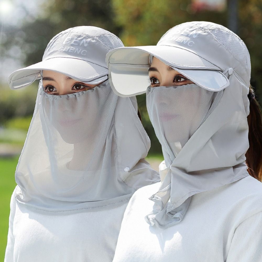 New Breathable Women Sun Protection Cap Protective Shield UV Protection Sunscreen Ice Silk Cap Dust-proof Summer Outdoor Sports Hat
