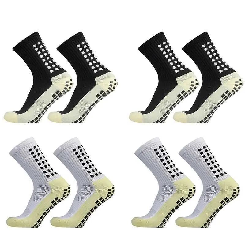 Pack Of 3 Pairs Black | White Men's Anti-Slip Sports Athletic Rubber Grip Football Game Socks new model