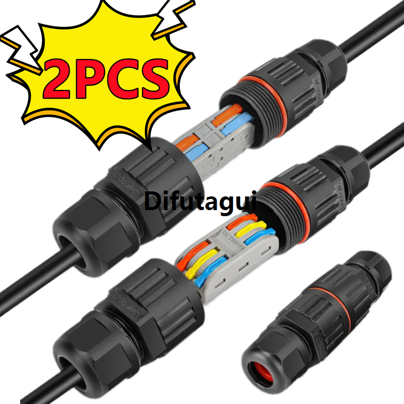 Difutagui Special Offer New 2/1PC IP68 Waterproof Joint Wire Quick Connection Connector Profesional 2/3 Pin Solder Less LED Lamp Wiring Outdoor Rainproof Terminal