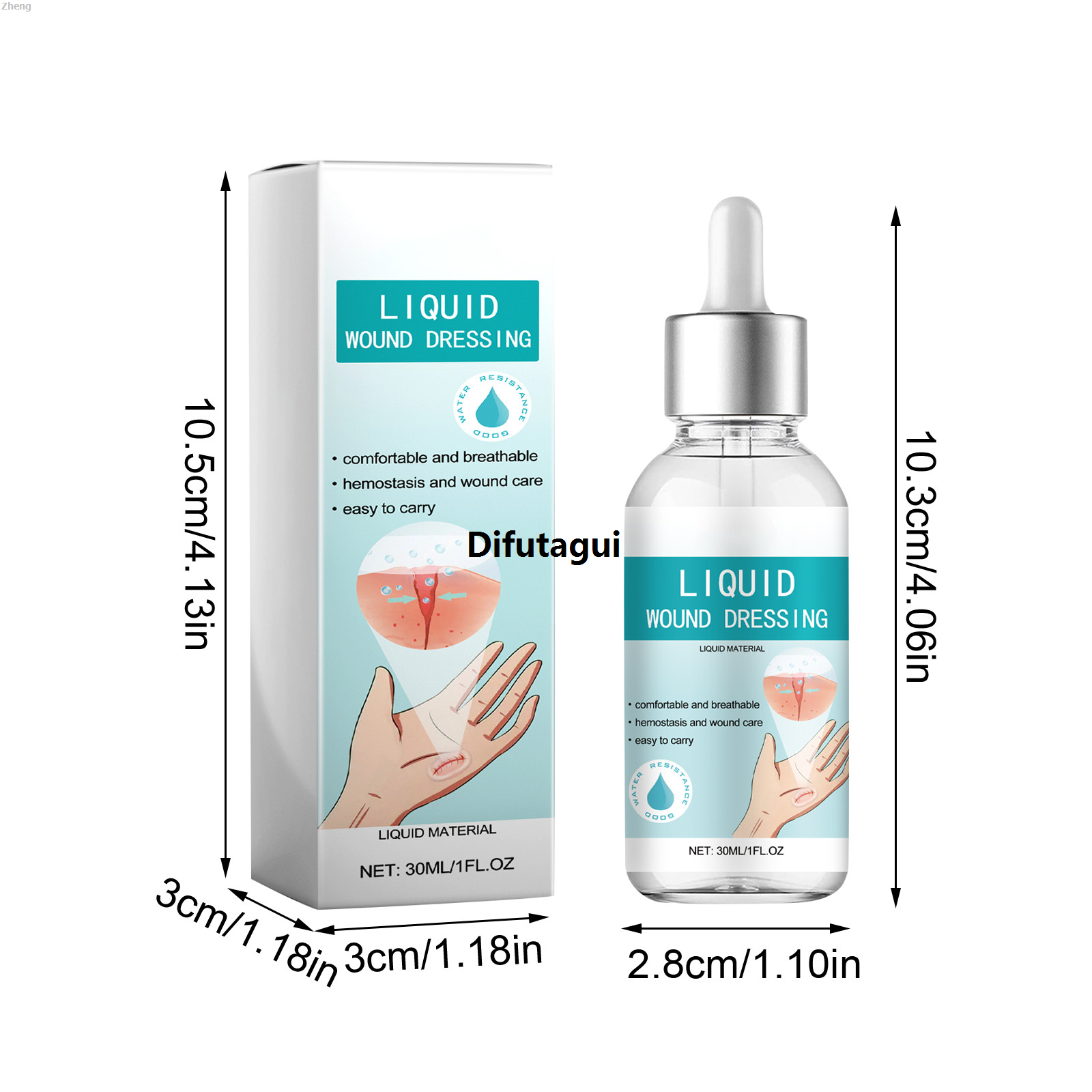 Difutagui Zheng 30ml waterproof and breathable to reduce and insulate,; Liquid High Quality Hot Selling wound sutures, liquid bandages, drops; wound glue,