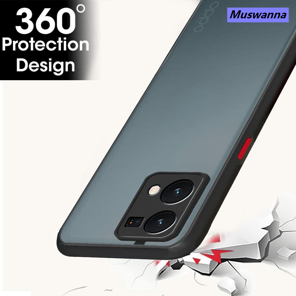 Muswanna For OPPO F21 Pro Back Cover [Camera Protection] Luxury Translucent Matte Soft Silicone Bumper Shockproof Phone Case