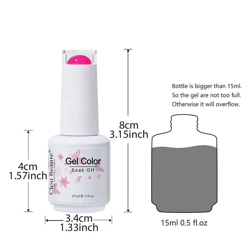 HOT Clou Beaute 15ml Red Black White Green Neon Gel Nail Polish Base Top Coat Velvet Top 400 Colors Semi Permanent Gel Nail Varnish