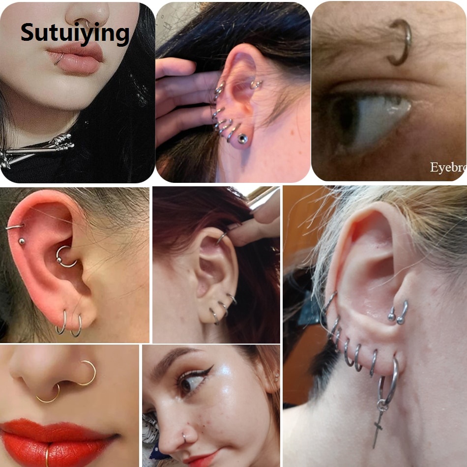 Sutuiying 1PC Titanium 20G Hinged Segment Nose Septum Rings Body Clips Hoop For Women Men Cartilage Helix Lip Eyebrow Piercings Jewelry