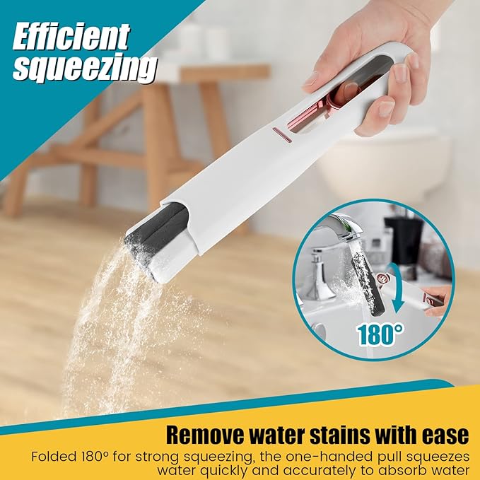 Mini Portable Folding Mop | Compact, Squeeze-Type Mop for Multi-Surface Cleaning