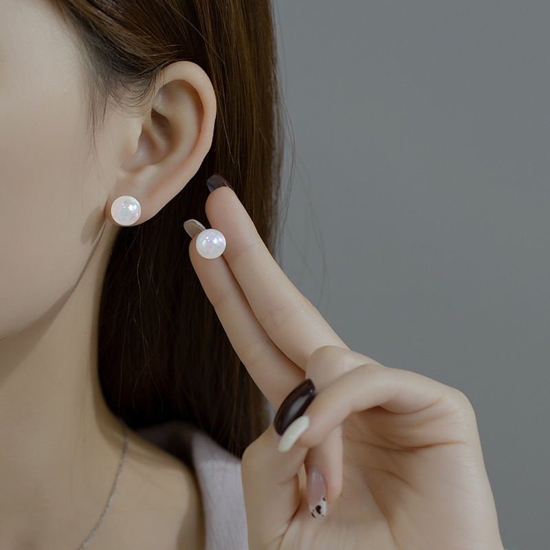 【New Arrivals】Mermaid Ji Pearl Earrings Women's Starry Sky quicksand Exotic Color Simple Niche Fantasy Light Luxury Sweet Earrings Ear Jewelry