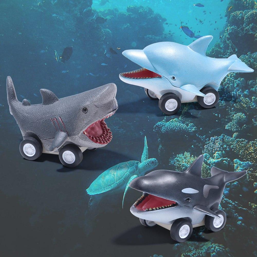 Funny Great White Shark Press and Go Car Toy Whale Shark Cute Dolphin Inertia Car Toy Montessori Mini Killer Whale Pull Back Toy Car Children/Kids/Toddlers