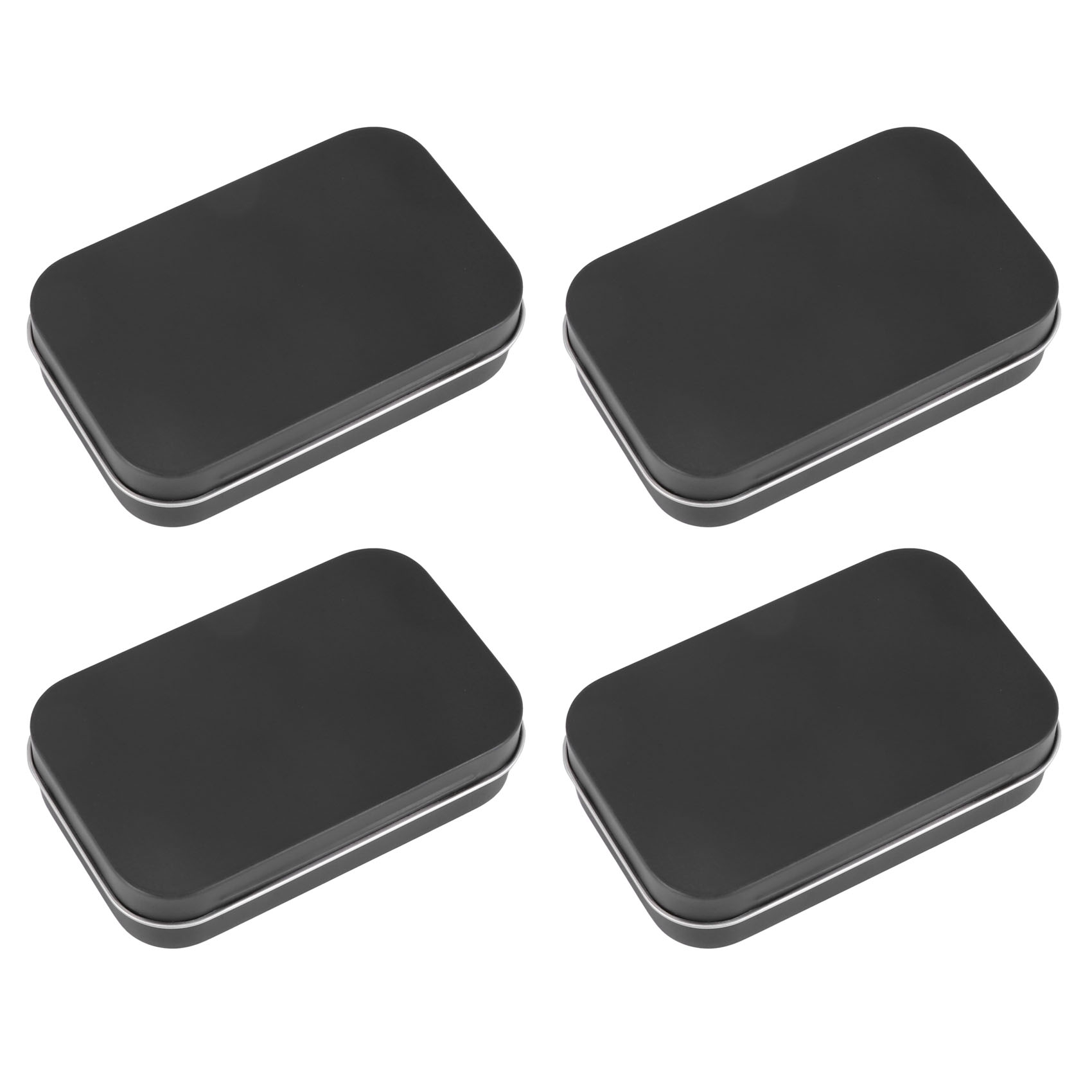 FORIDE 4X 95X60X21mm Black Tin Box Black Metal Box with Matte Candy Box Small Box