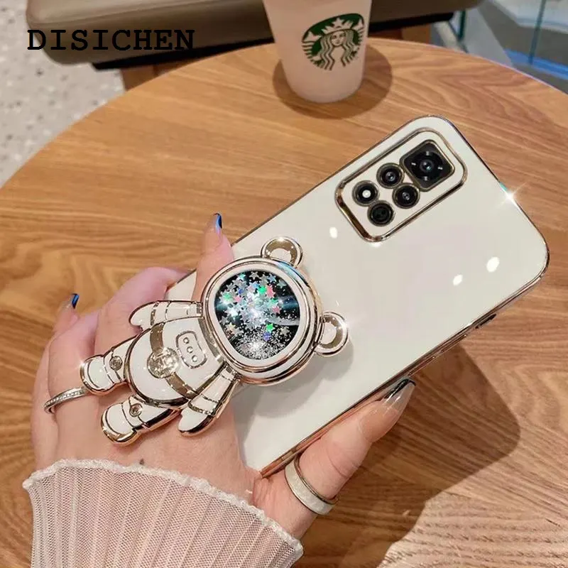 DISICHEN 6D Astronaut Space Bear bracket Plating Phone Case For Honor Magic6 Pro Magic5 Magic4 Magic3 Magic 6 5 4 3 Pro Stand Soft Cover