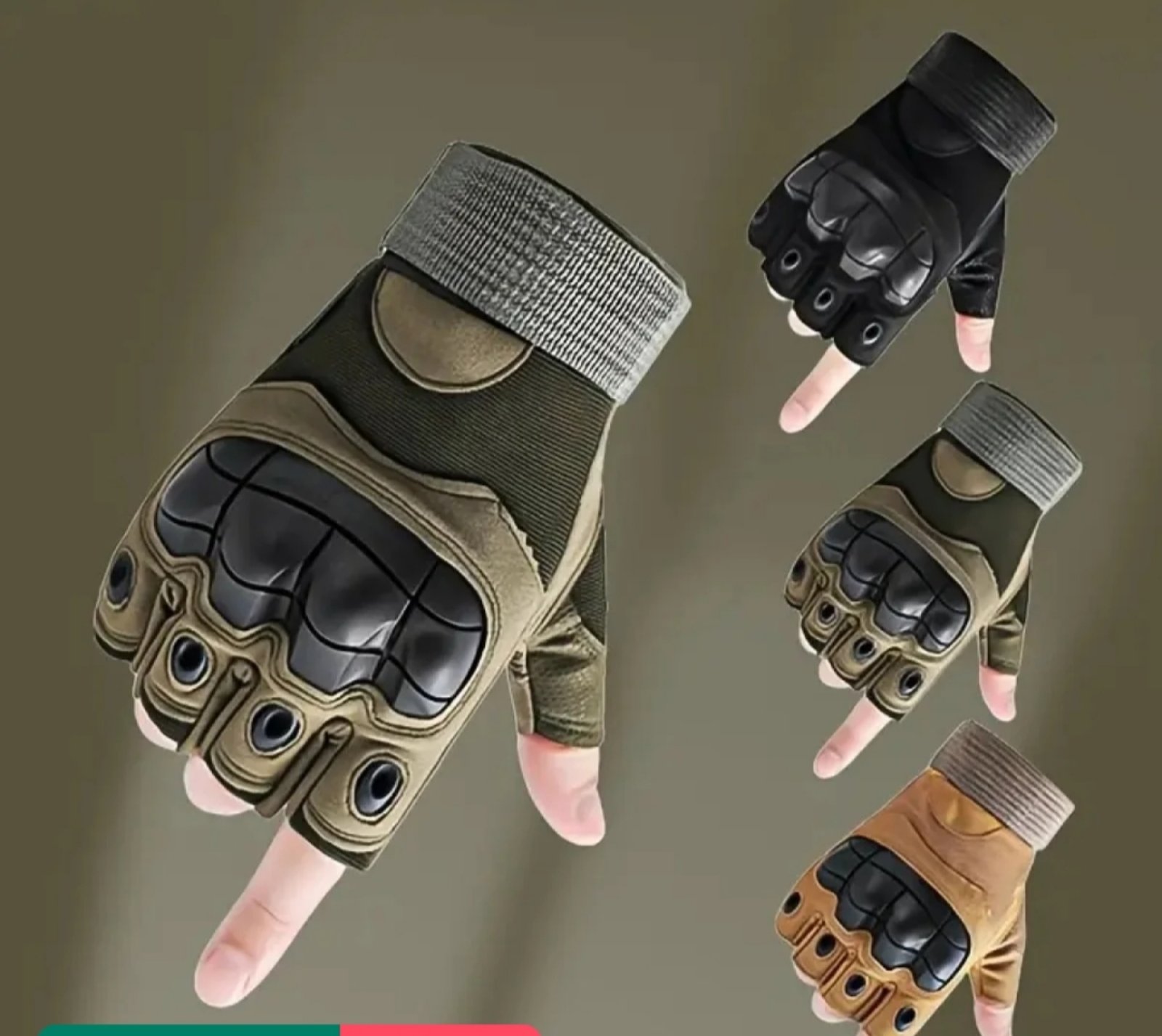 Military Tactical Bike Gloves Hard Knuckle Half Finger Gloves For Outdoor Cycling