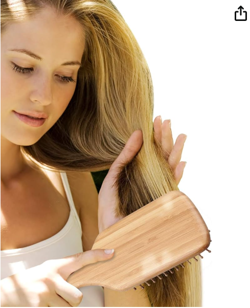 1 Piece Natural Wooden Bamboo Paddle Hair Brush - Eco-Friendly, Non-Toxic, No Paint Coating, Static-Free, Safe for All Hair Types - Perfect for Men, Women & Kids