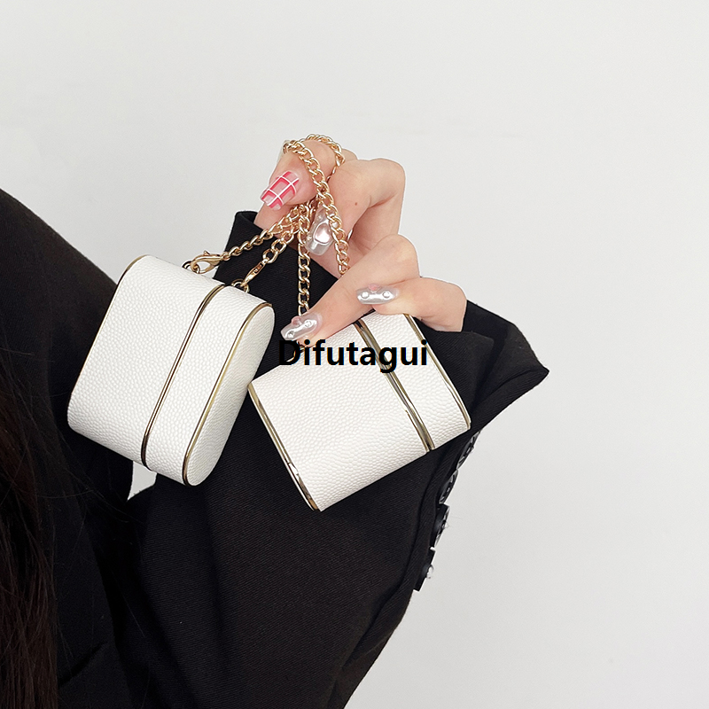 Fashion Luxury Metal Leather Sleeve Cute Earphone Case For Airpods 1 2 3 With Wrist Strap Case For Airpods Pro 2 Charging Box Soft Cover
