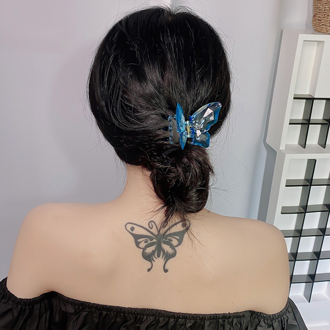 Masala Cottage=1Pcs Korean Butterfly Hair Claw Clips for Women Girl Acrylic Crystal Transparent Shark Hair Clip Butterfly Hairpin Hair Accessories