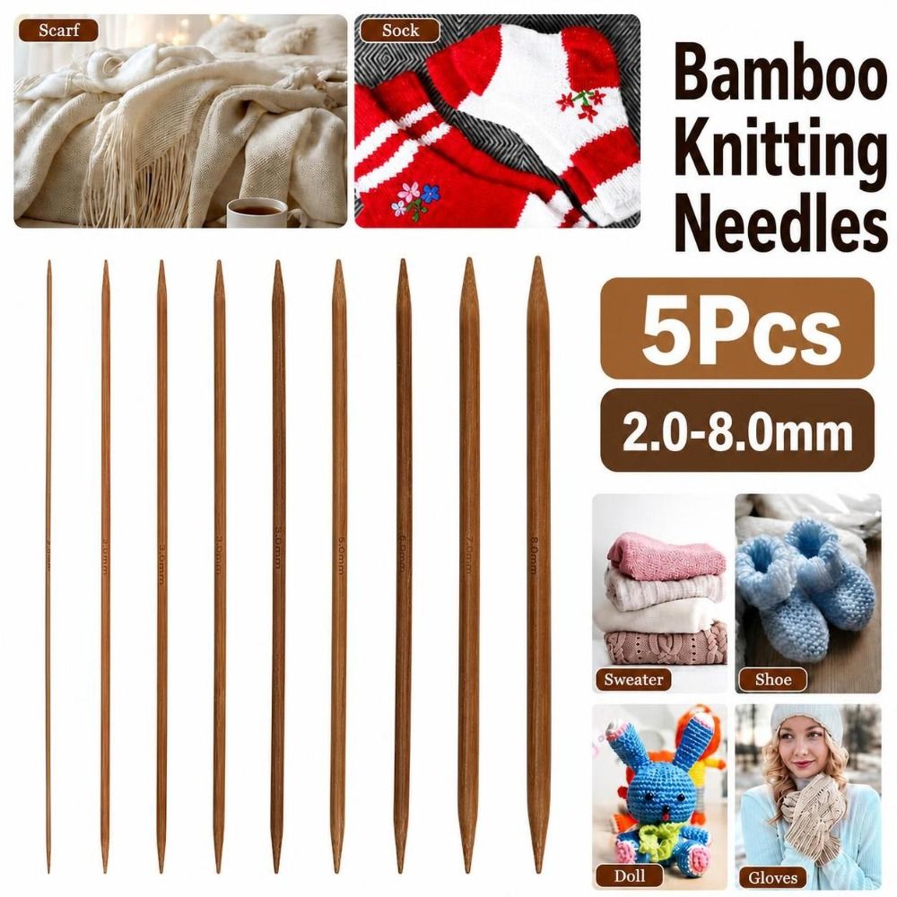 New Bamboo Wooden Crochet Hooks 2.0-8.0mm 20cm Knitting Crochet Crocheting Hooks Sock Knitting