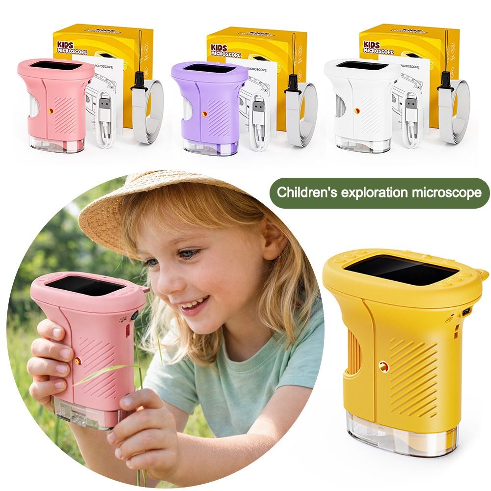 Durable 1000X Handheld Microscope Mini 2.4 Inch Screen Digital Microscopes Rechargeable Children Exploration Microscopes Gifts