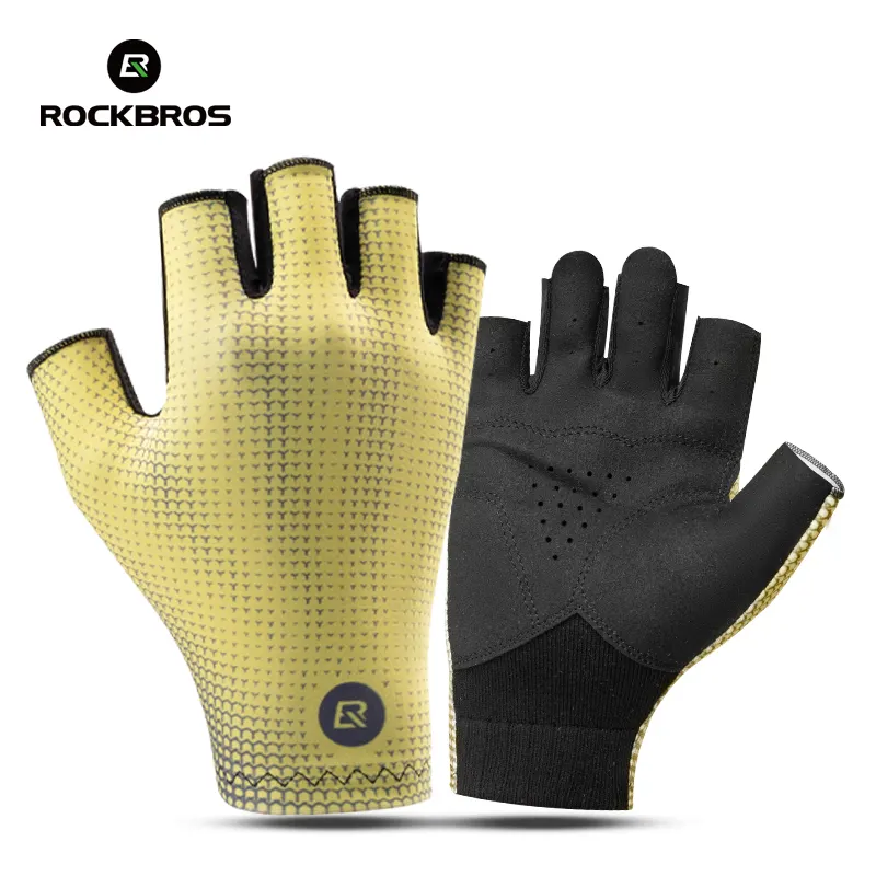 GLOVES FITNESS BREATHABLE FINGERLESS BIKE SHOCK ABSORBER ANTI SLIP GLOVES HALF FINGER ROCKBROS GLOVES SUMMER BIKE