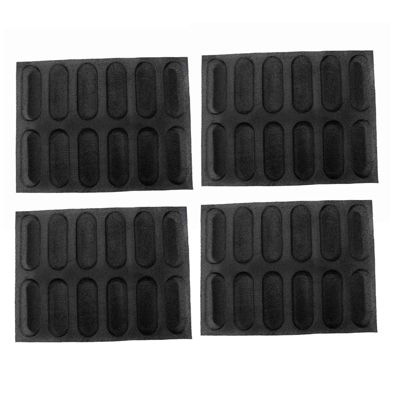 FORIDE 4X Silicone Pan-Non-Stick Perforated French Bread Pan Forms,Hot Dog Molds , Baking Liners Mat Bread Mould