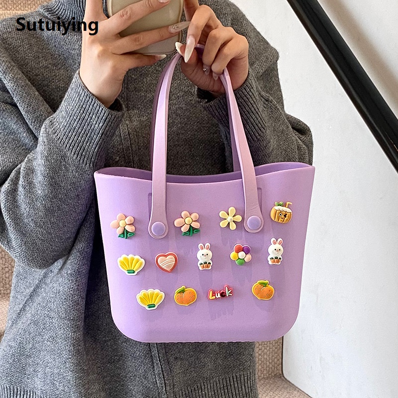 Sutuiying Summer Beach Storage Bags Multi Color Hole Basket Handbag EVA Rubber 2025 New Beach Swimming Bag Tote Outdoor Travel Basket Featuring Bag